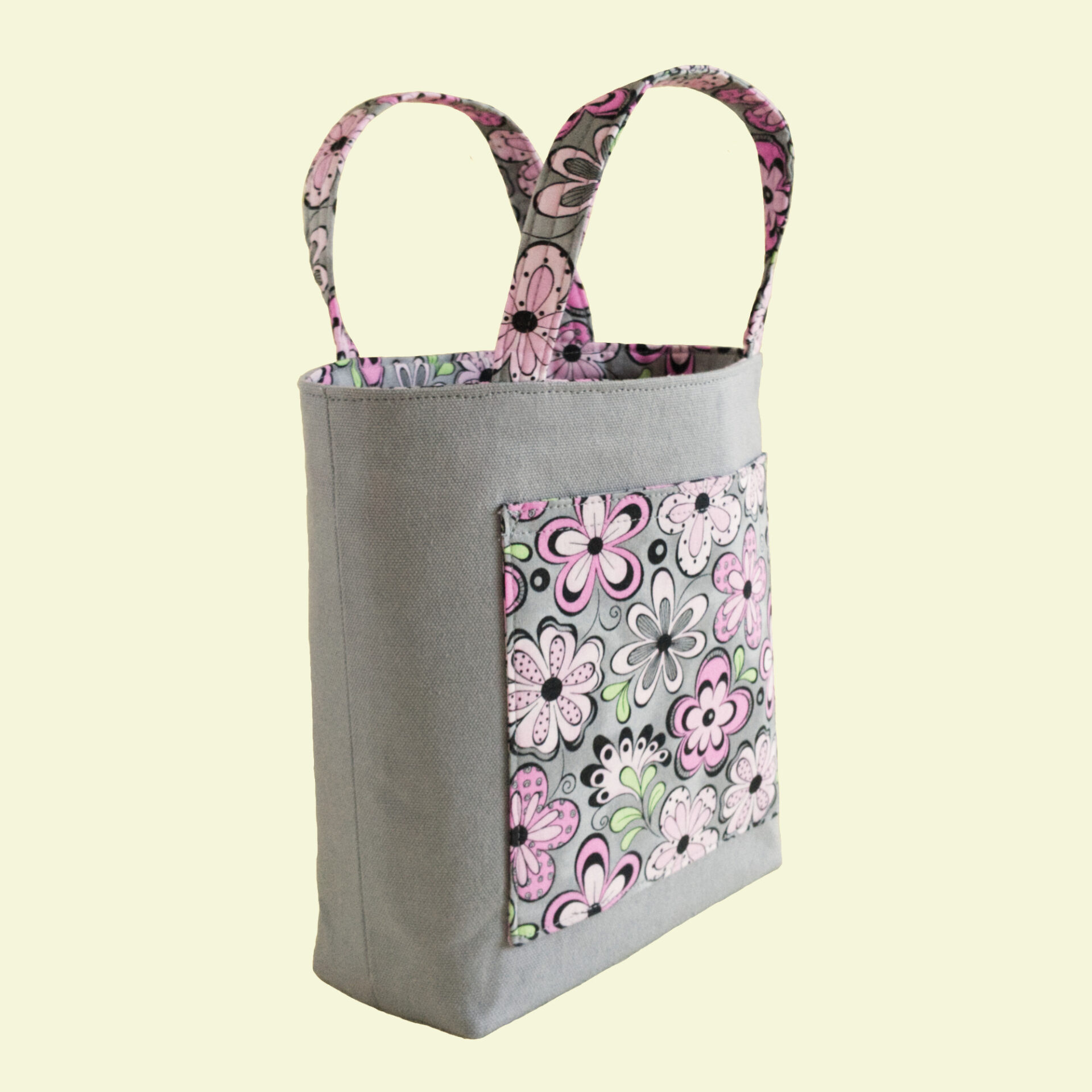 Three Quarters View of the Flower Power Mini Tote