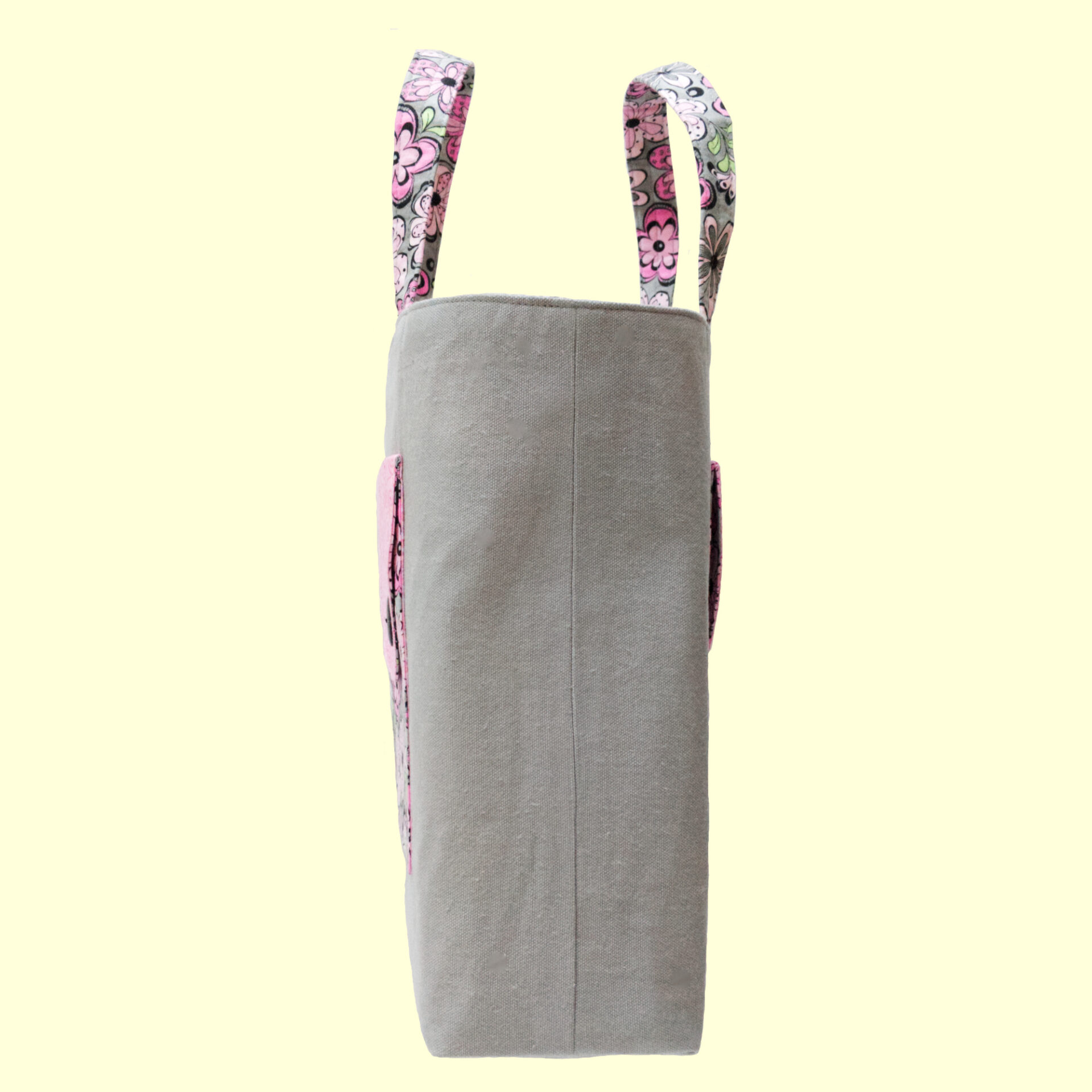 Large Tote with Pockets | Pink Flower Canvas Work Bag