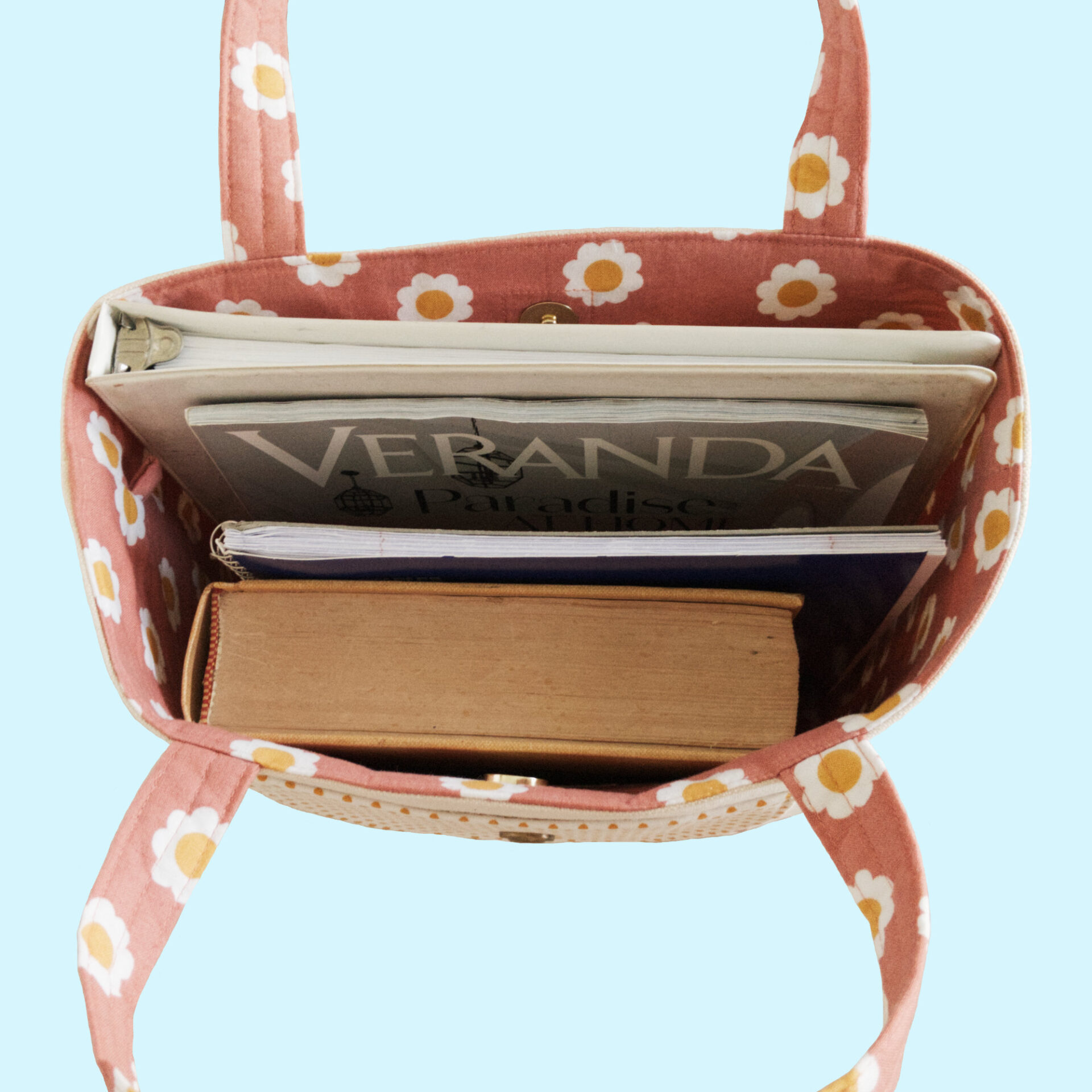 Large Tote with Pockets | Floral Book Tote | Project Bag for Work