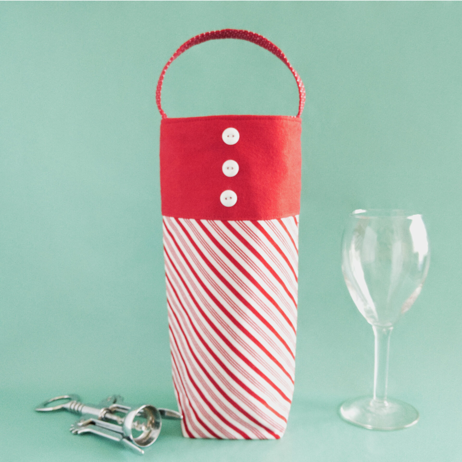 Candy Cane Striped Wine Bag