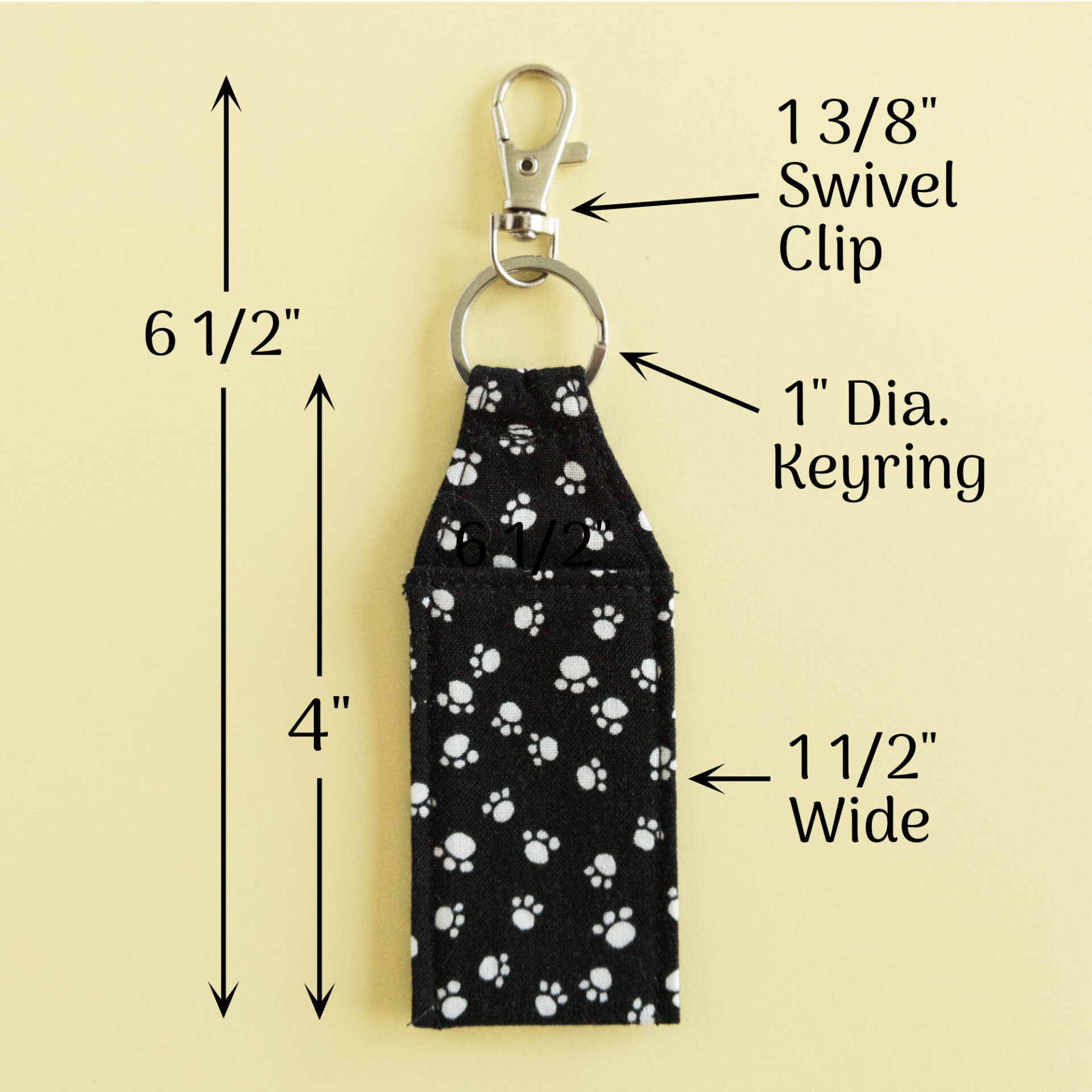 Paw Print Keychain 5 Keychain Measurements