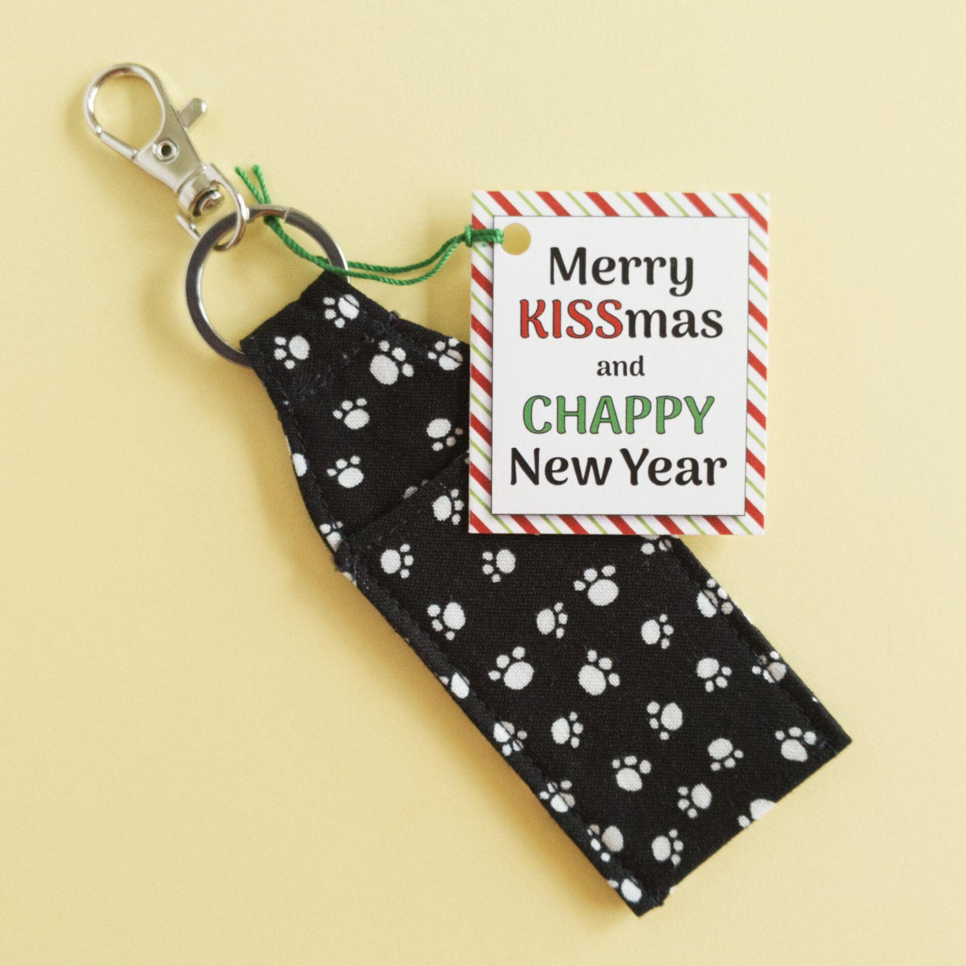 Paw Print Keychain 8 Keychain with christmas Card
