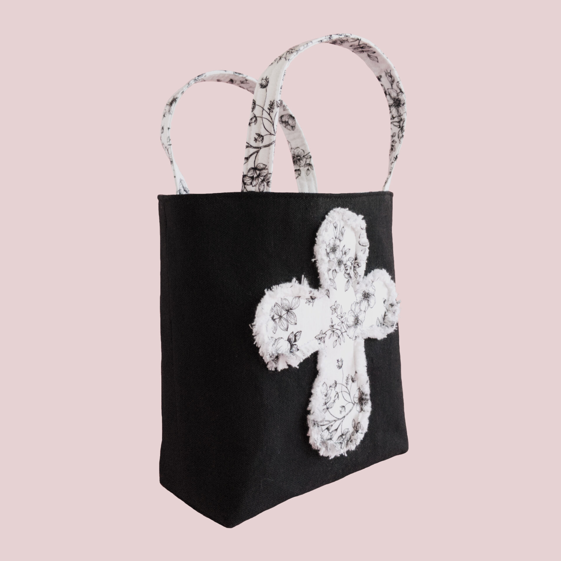 Floral Small Tote 6 Christian Small Tote with Pocket and Cross for Church Bible Bag