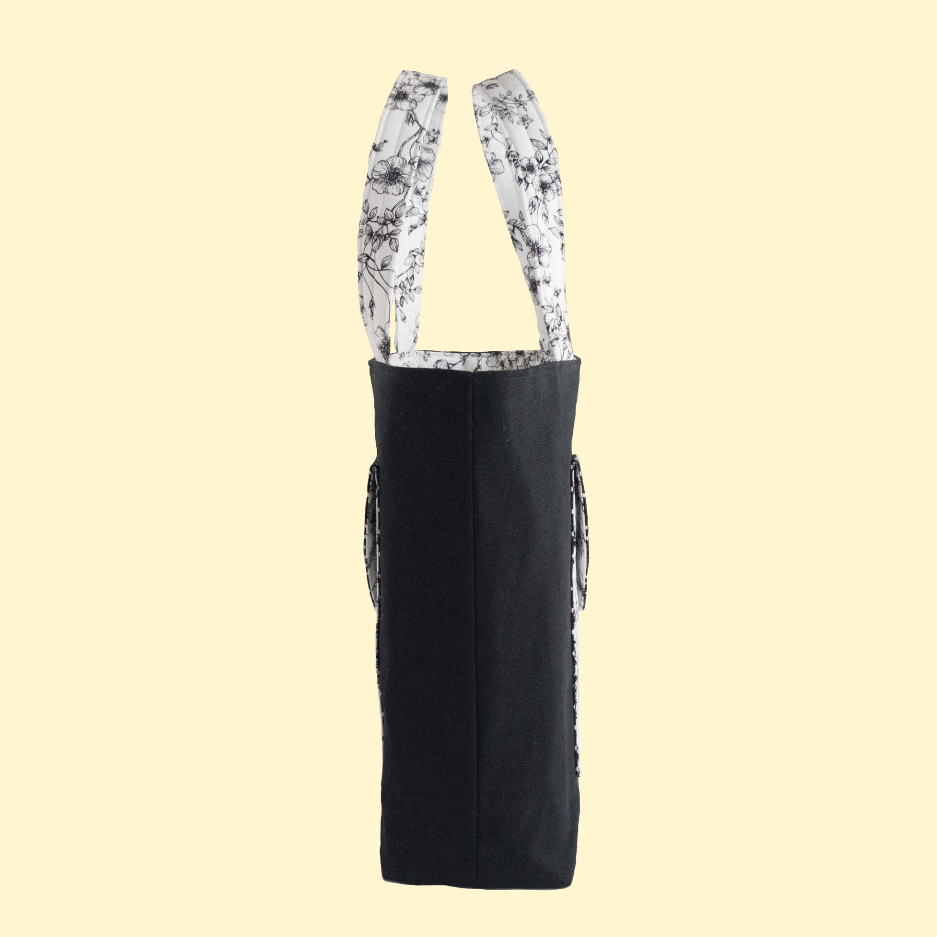 Black Canvas Tote Side View of Tote