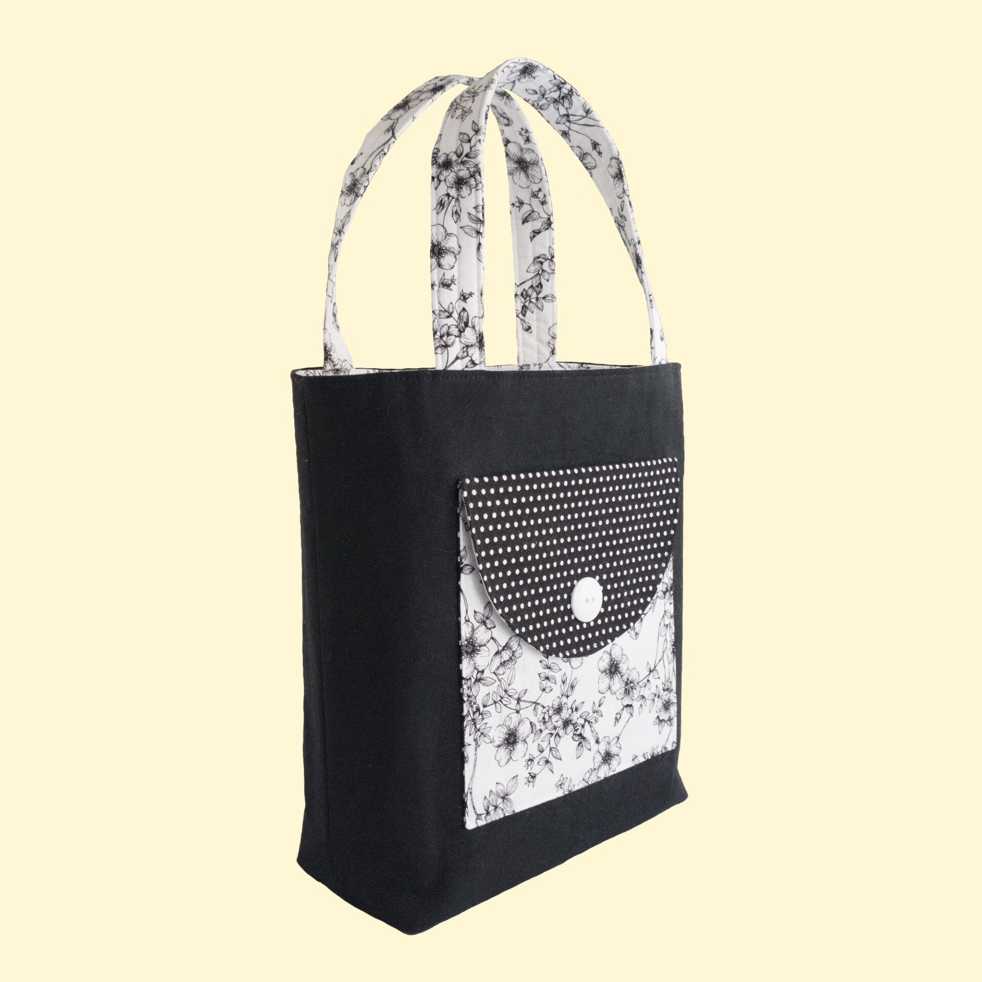 Lined Tote Bag Angled View of Bag