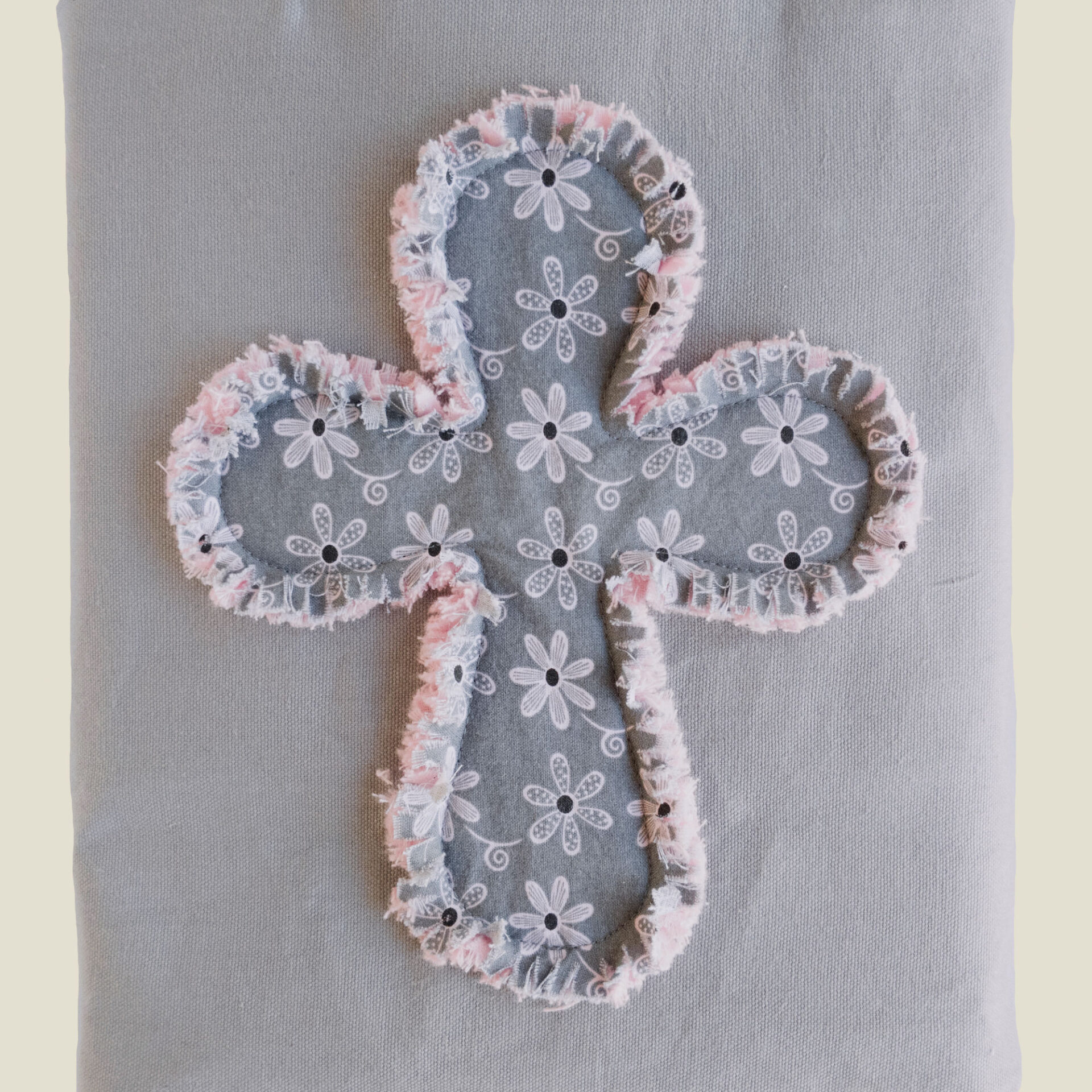 Large Bible Bag | Gray Floral Canvas Tote