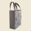 Large Bible Bag | Gray Floral Canvas Tote