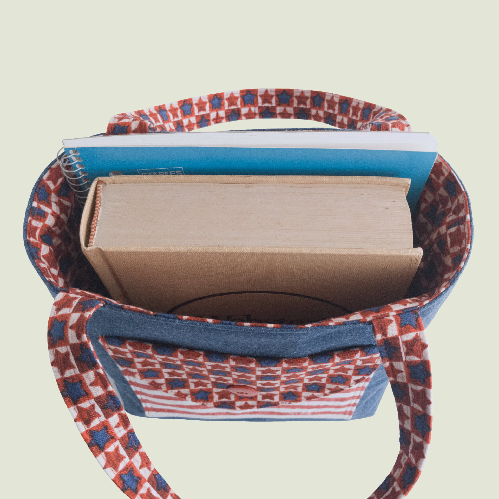 Patriotic Denim Tote Bag | Medium Size Tote with Pockets