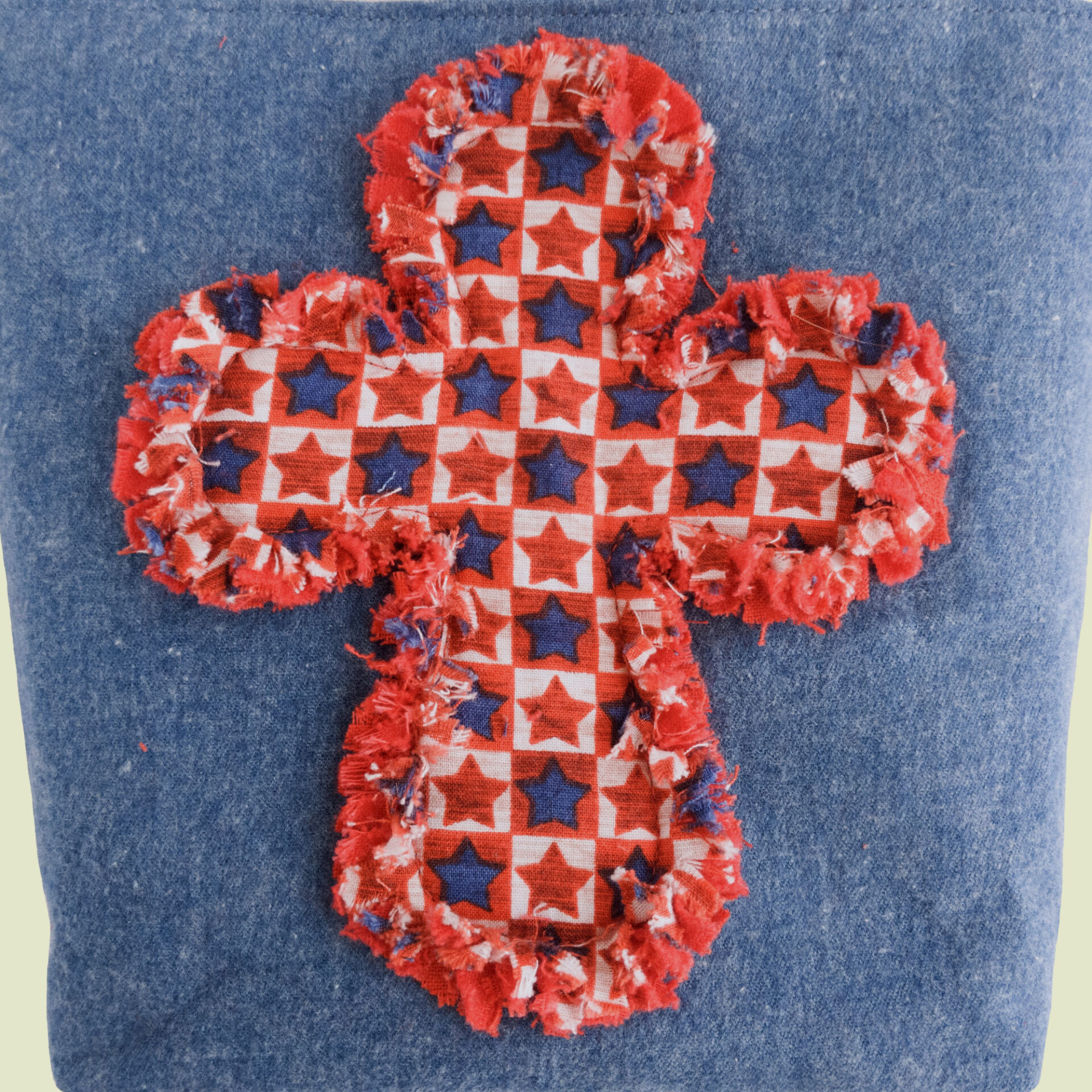 Patriotic Christian Bag | Small Denim Cross Tote