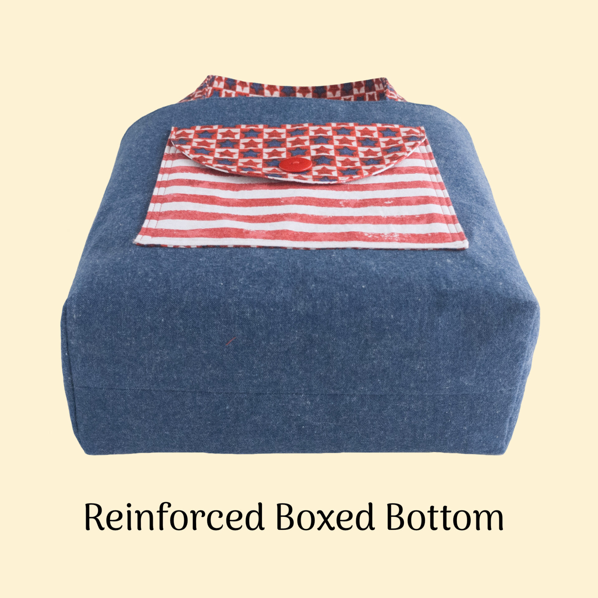 Patriotic Denim Tote Bag | Medium Size Tote with Pockets