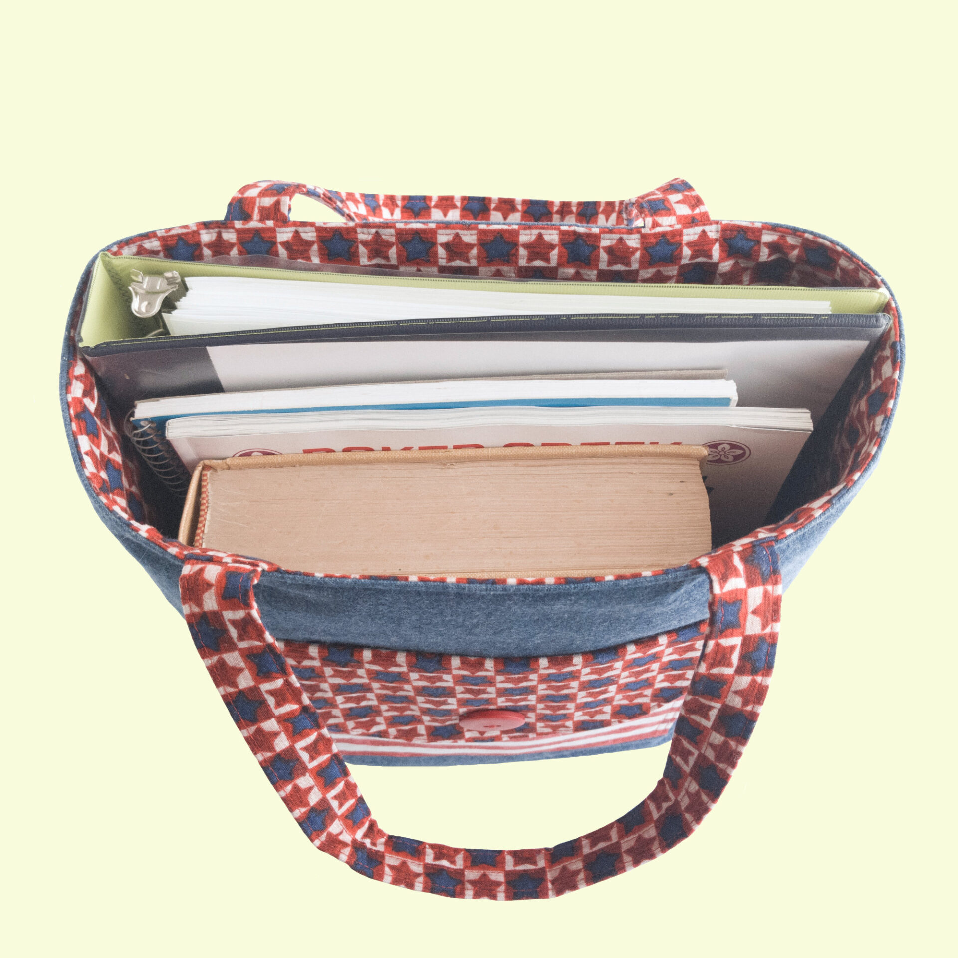 Denim Patriotic Tote Bag | Large USA Handbag