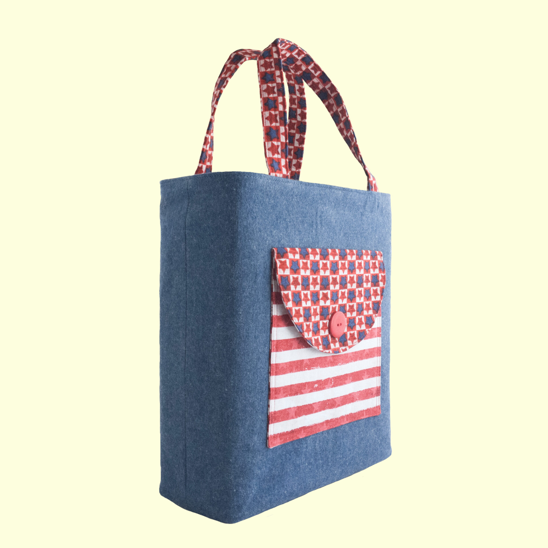 Denim Patriotic Tote Bag | Large USA Handbag